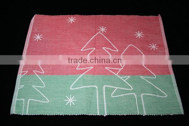 Cotton fabric Jacquard tapestry christmas tree placemats ,ribbed placemat