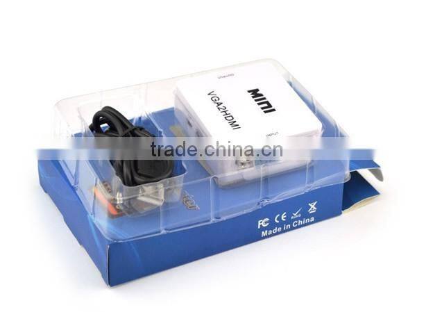 Hot sell Mini VGA TO HDMI Converter , Vga2hdmi Converter dengan with Audio 1080P 3D
