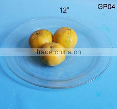 Decorative design 12" glass plat for fruit