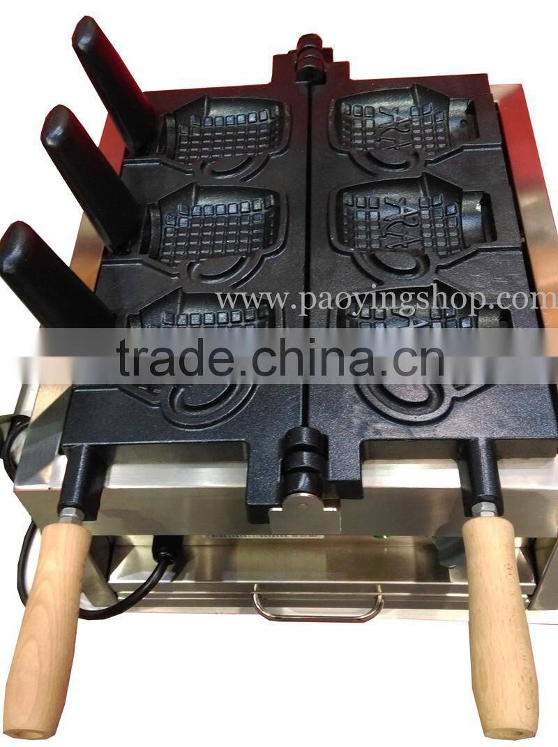 (2 in 1) 3pcs Commercial Use Non-stick 110v 220v Electric Ice Cream Mug Shaped Taiyaki Machine + Batter Dispenser