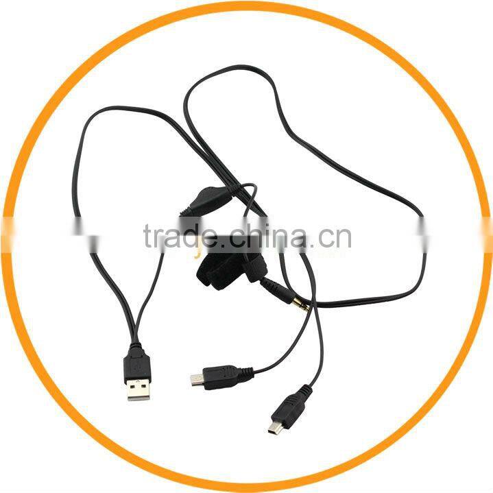1M Dual Mini USB to 3.5mm Jack Charger Cable Audio Speaker from dailyetech