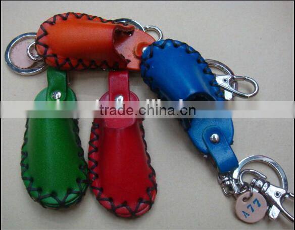 cute genuine leather animal shaped keychain