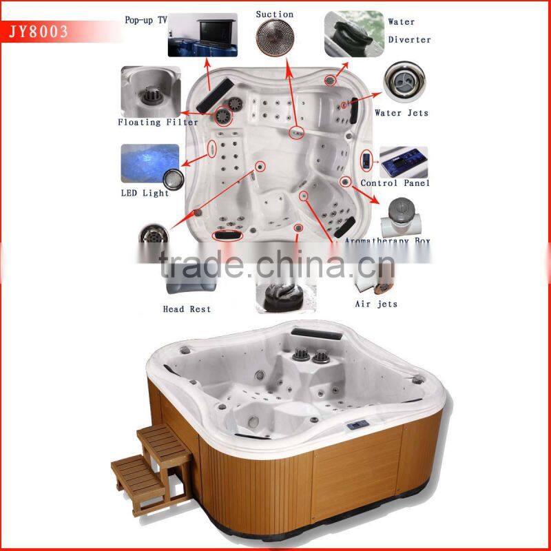 Factory family deluxe outdoor massage spa bathtub with CE certificate and TV