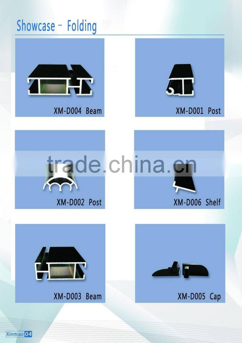 Profiles of alumium showcase and its hardware, Glass showcase for art show