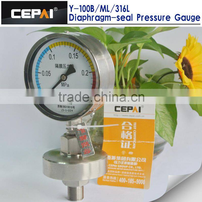 Diaphragm seal pressure gauge with glycerin filled