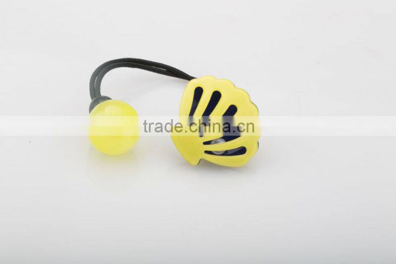 Custom kids girls fashion hair elatic rubber band korea colorful metal free soft elatic hair band with plastic bead and shell