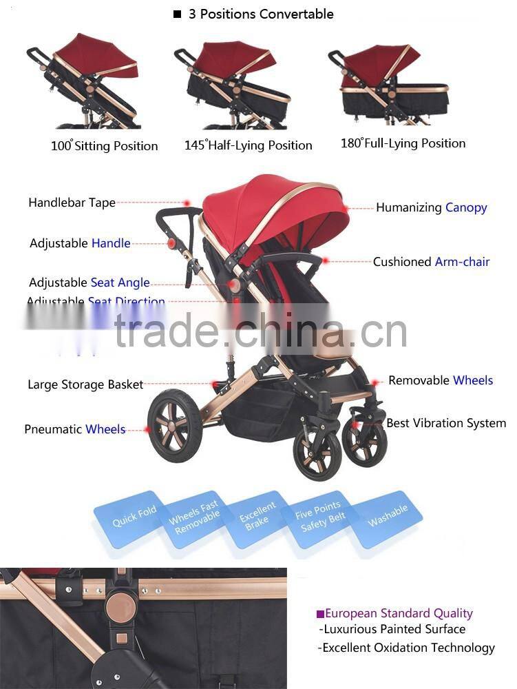 Lightweight Colorful Aluminium Alloy Baby Strollers Baby Pram Baby Push Chair Folding Easily 600D Oxford Polyster Fabric