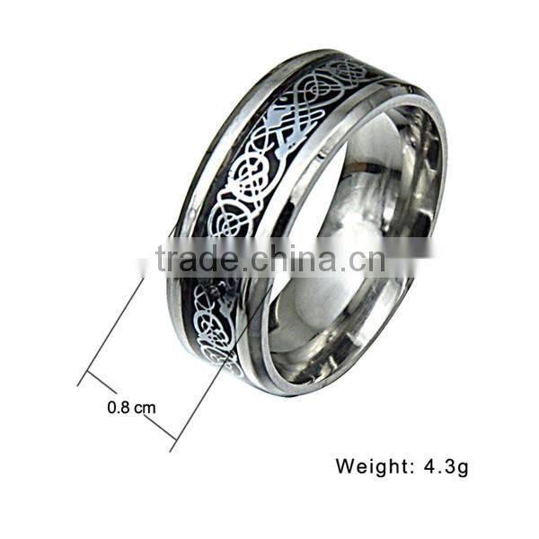 Stainless steel glass face drawing ring