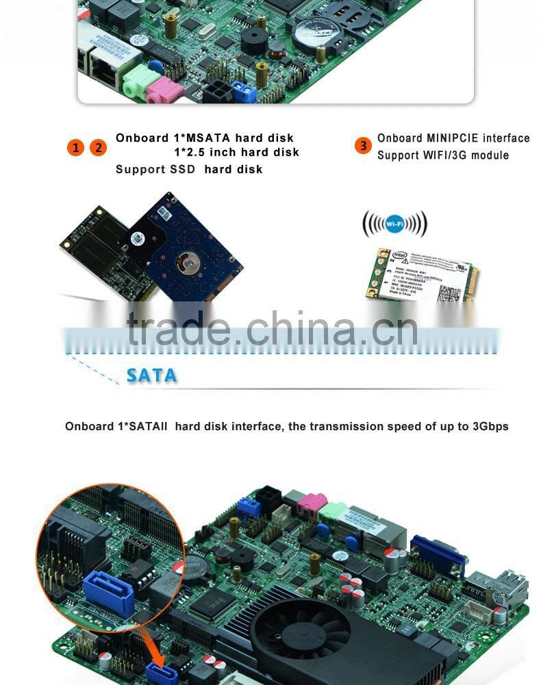 RJ45 Celeron thin x86 motherboard offices embedded system mainboard with 2*RTL8111E