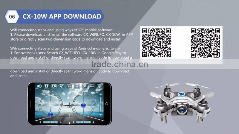 Cheerson CX-10W mini WiFi Control Flying Camera 4CH 6 Axis RC Quadcopter App for Android and IOS
