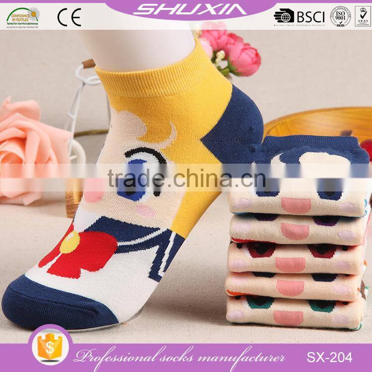 SX-204 wholesale cotton knitted girl sock woman short socks lace trim sock factory manufacturers