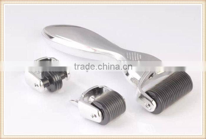 changeable heads professional derma roller/microneedling dermaroller 3 in 1 functions titanium needles rolling system