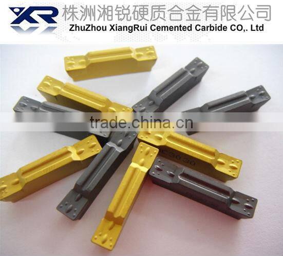 tungsten carbide grooving insert for steels, stainless steels, high temp. alloys
