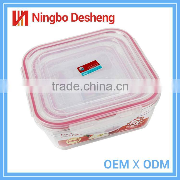 Eco-friendly 3pcs PP Airtight Keep Fresh Plastic Lids Food Storage Container Set