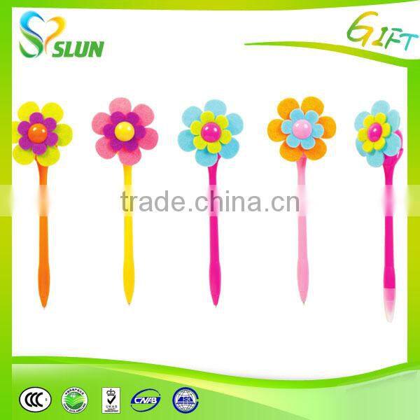 2015 Hot fashion rubber flower ballpoint pen, pen flower