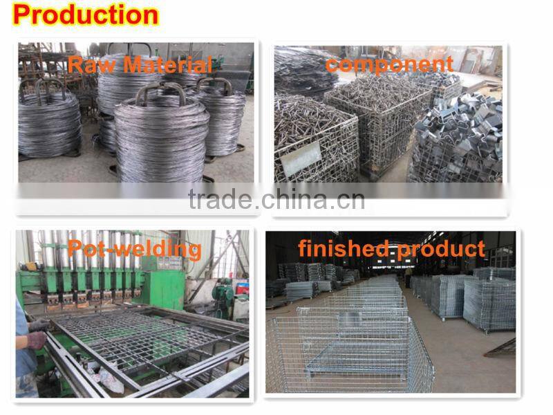 Warehouse foldable storage cage with 4 wheels
