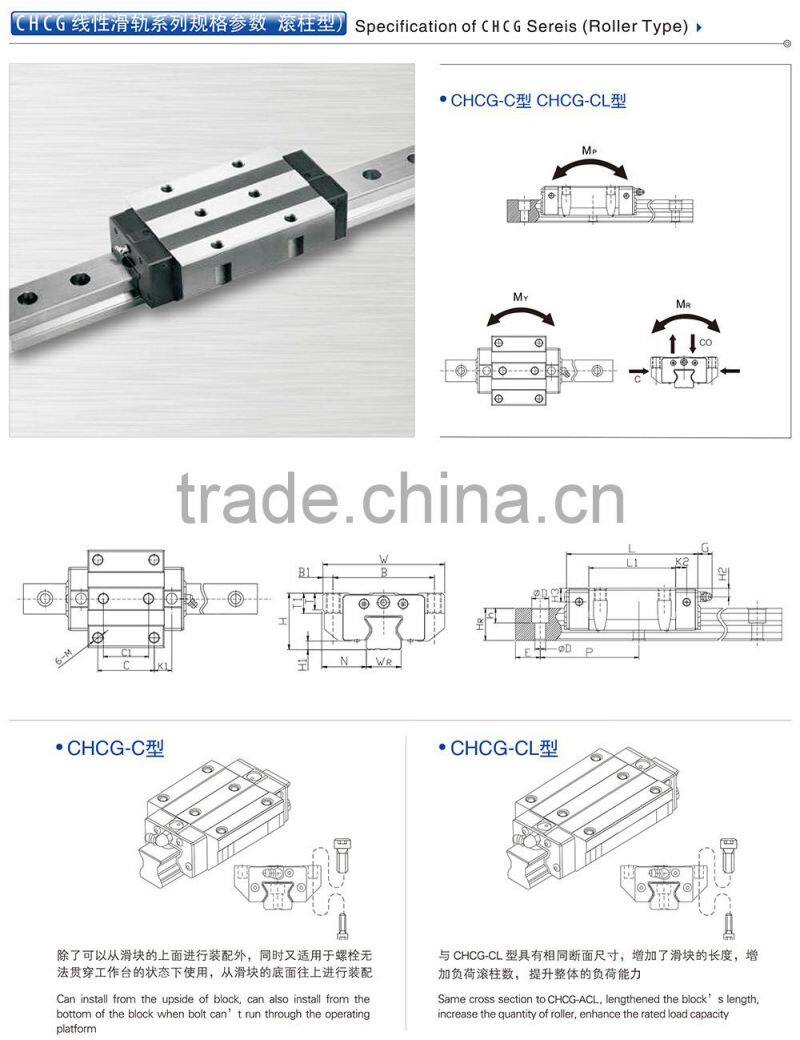 Good quality Linear guide of CHCG30CL(ROLLER TYPE)