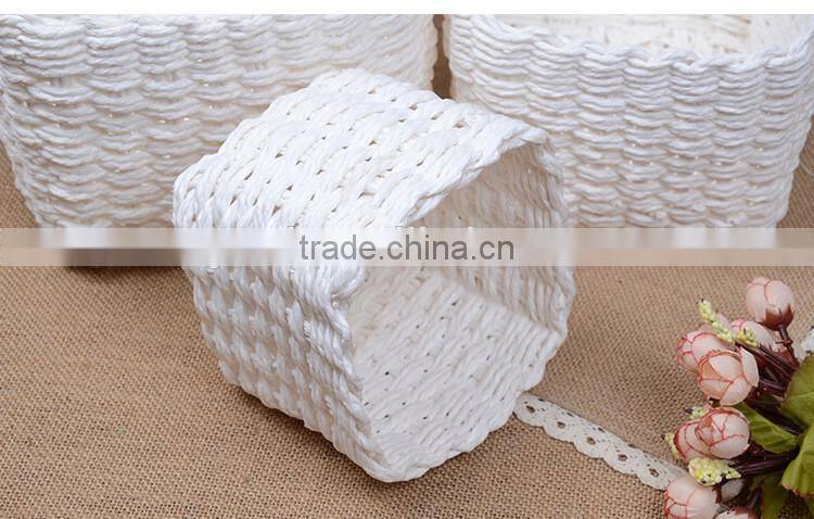 New set of 3 stackable design paper rope hand woven gift decorative small baskets