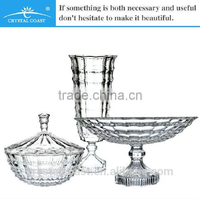 clear glass fruit bowl, glass sugar bowl