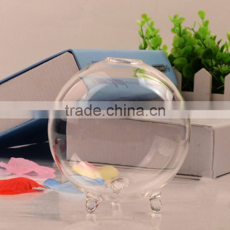 Ball shaped hydroponics container round transparent glass vase for plant
