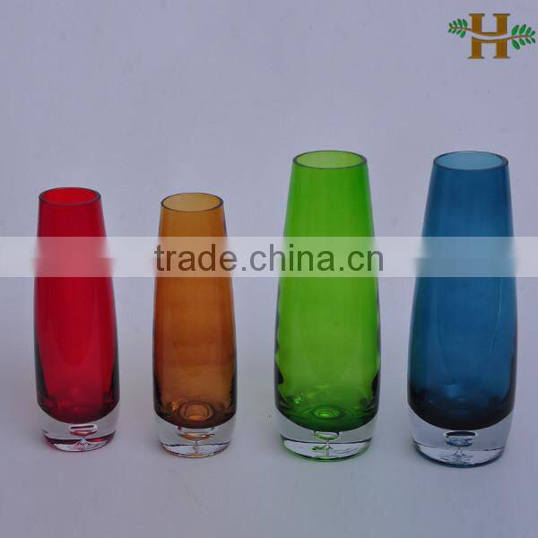 Mouth blown stained glass vases with bubble