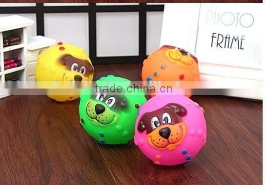 CY190 Various Colours Lovely Face Molar Dog Ball With Squeaker Sound Puppy Pet Dogs Chew Toy