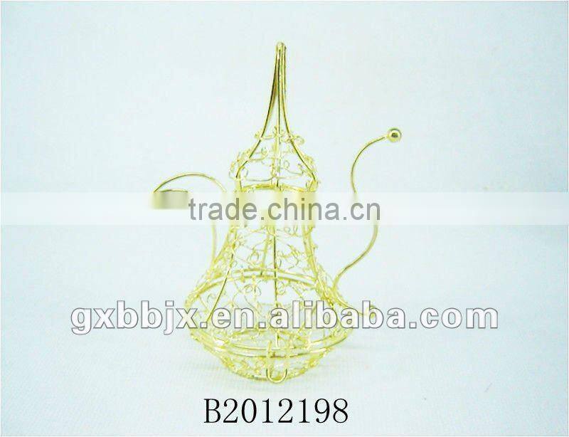NEW DESIGN!!!Gold Handmade Wire art teapot for home decor