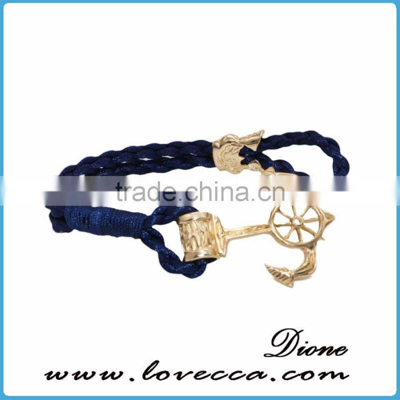 New Design Cheap Custom Jewelry Handmade Multi Color Nylon Nautical Rope Anchor Bracelet for Men