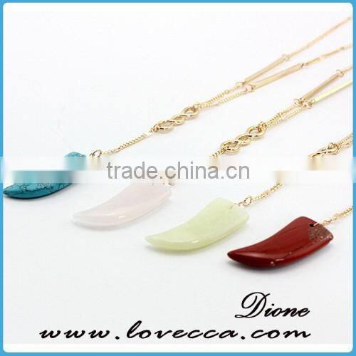 Synthetic Turquoise Gemstone necklace jewelry with gold plated chain
