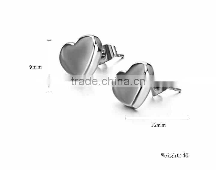 9*16 mm Heart shape stainless steel earring blanks