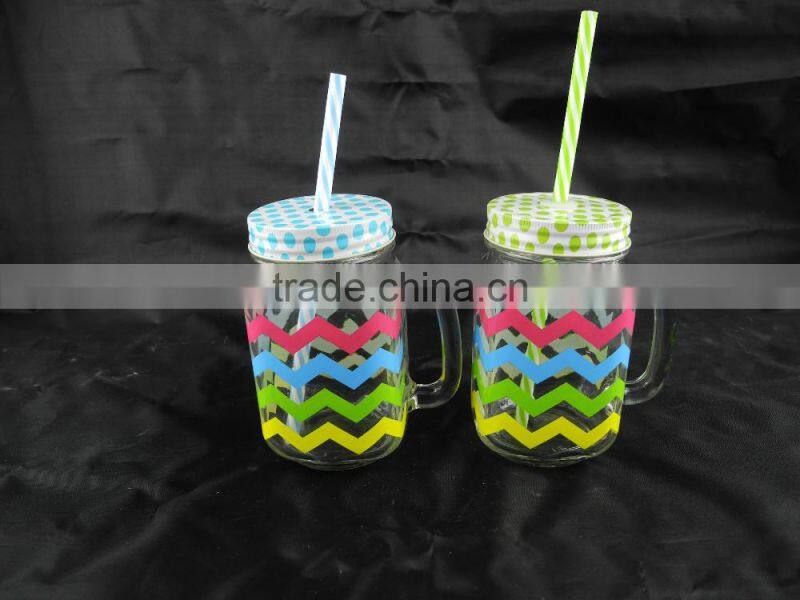 glass mason jar mason mug with handle and silver lid