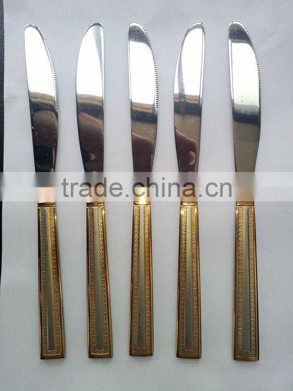 Winolaz stainless steel dinner knife with gold plating handle