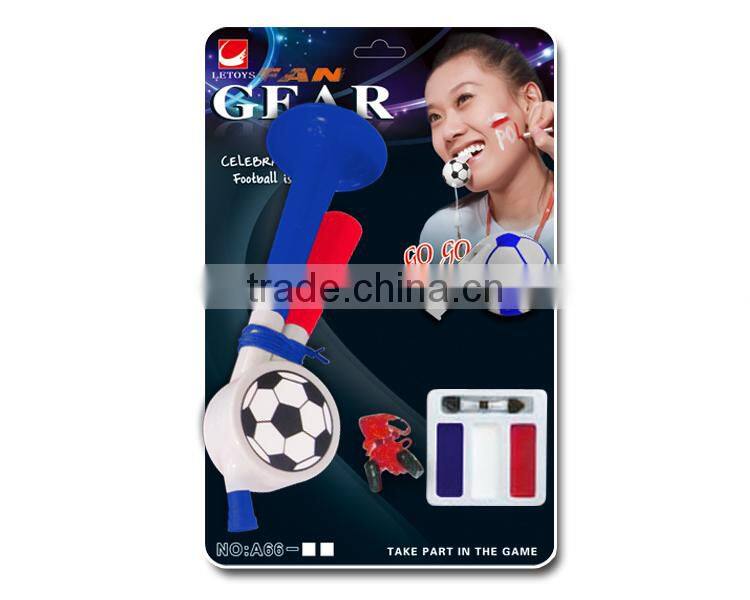 2016 Euro Cup sports fans football horn and whistle with French color face paint set/ fan gears / soccer fans noise maker kit