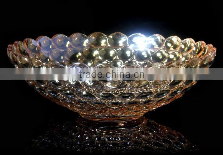 Factory price glas fruit bowl/ art glass bowl/ decorative hotel glass plate/ high quality hotel fruit/ salad /candy plate BHL-P7