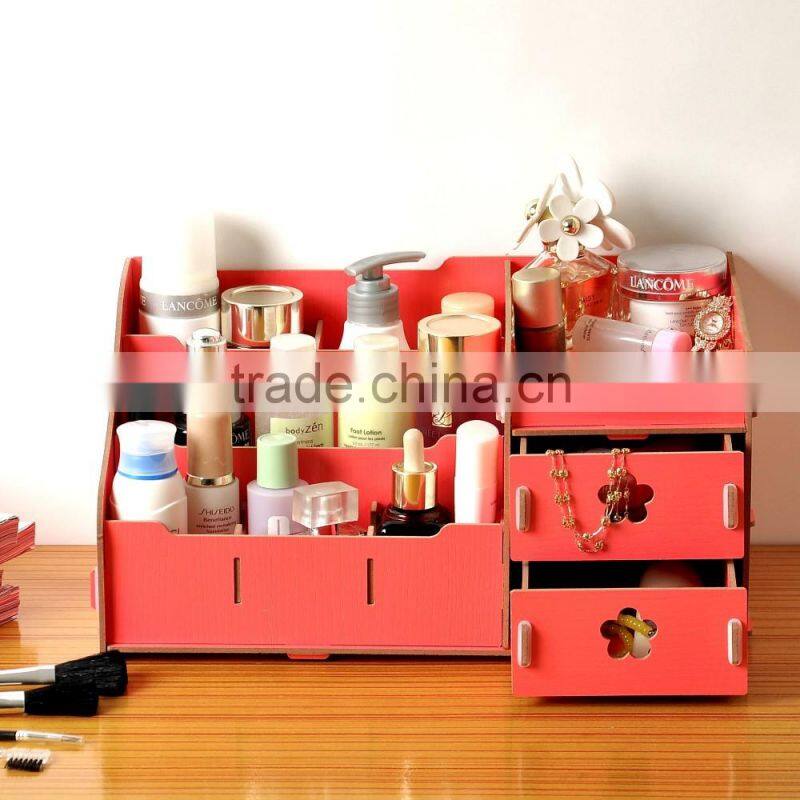 The desktop wooden makeup box Korean DIY cosmetics containing wood cosmetic organizer