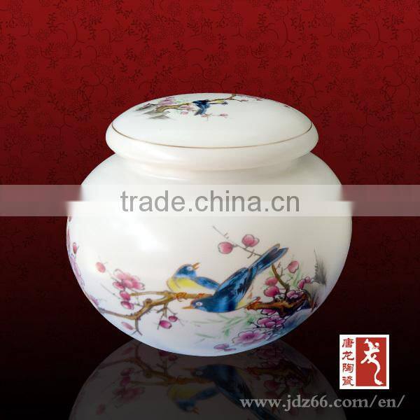 Decorative special design yellow ceramic tea canister