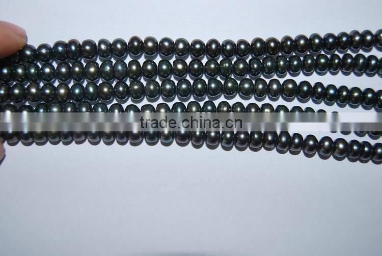 4-5mm peacock green button shape freshwater pearl strand wholesale