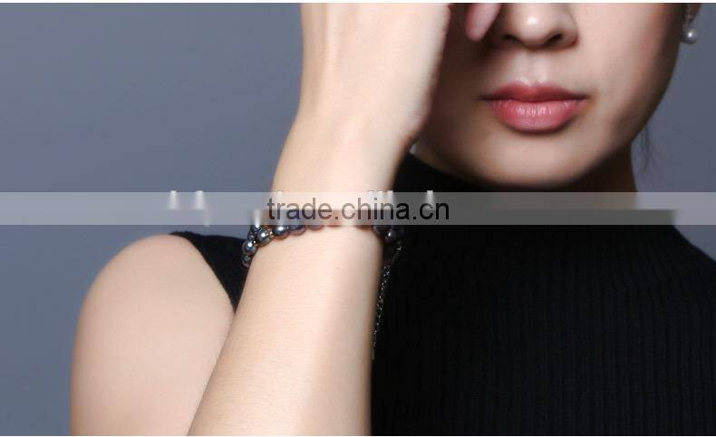 real 6-7mm black rice shape freshwater pearl jewelry bracelet
