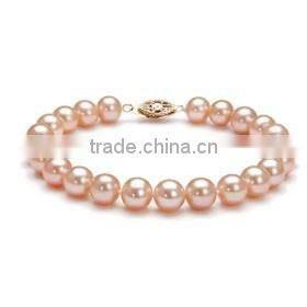 simple 6-7mm pink round freshwater pearls bracelet design