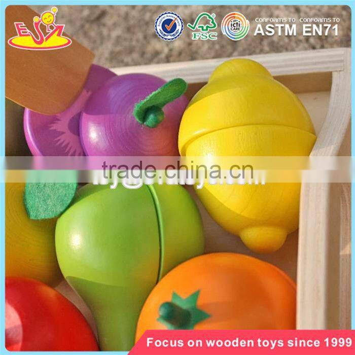 wholesale kids play kitchen toys wooden cutting fruit set funny wooden cutting fruit set for children W10B185