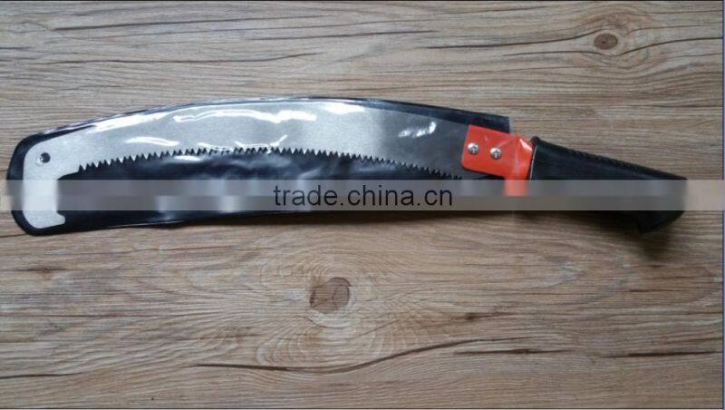 black teflon coated high tree cutting pruning saw with steel handle