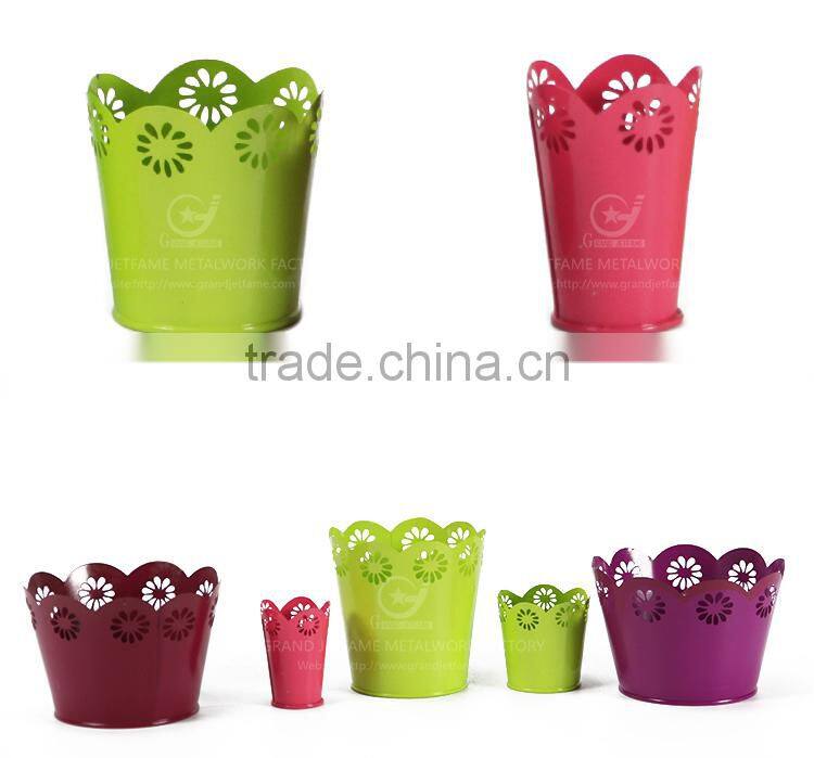 garden iron and zinc powder coated flower display buckets metal florist buckets