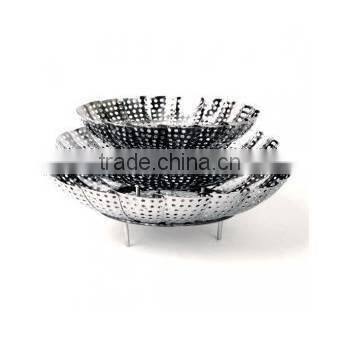 hot sale Veggie vegetable basket Folding Steamer Basket International 9-Inch Easy Reach Steamer In Stainless Steel