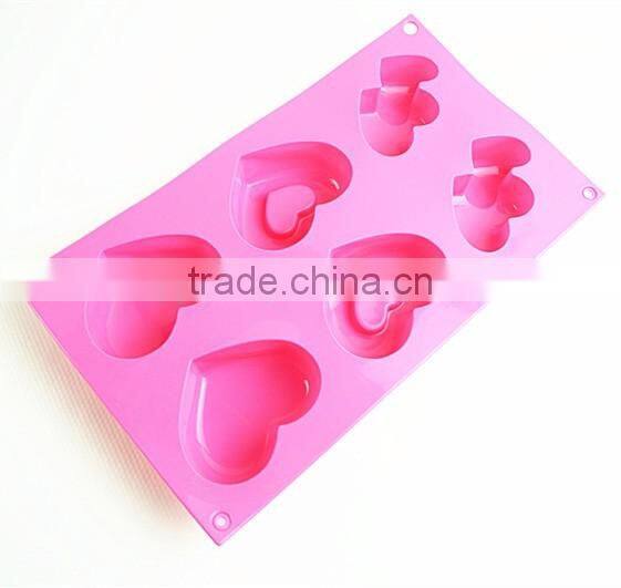 10115 6 pcs hearts Shape Silicone Cake Mold