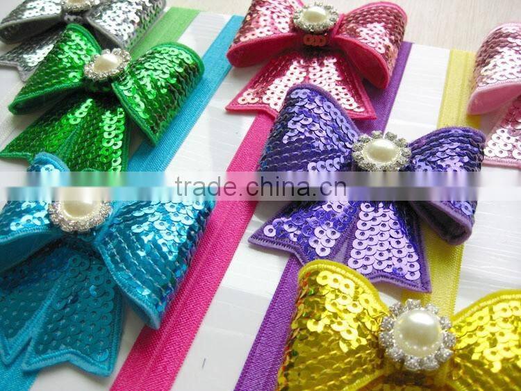 sequin bow flower clip for kids hair accessories