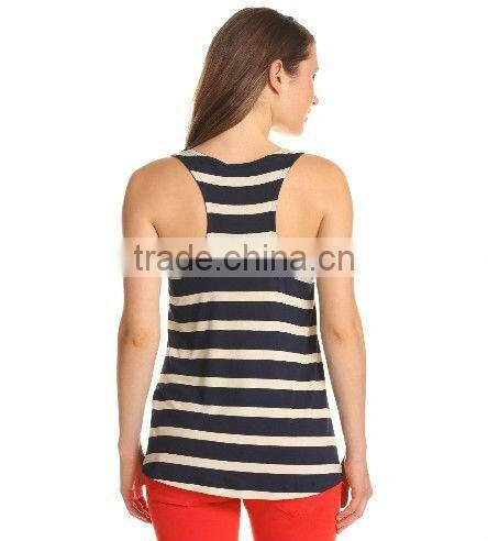 Women's Stripe Racer Back Tank With Side Panels