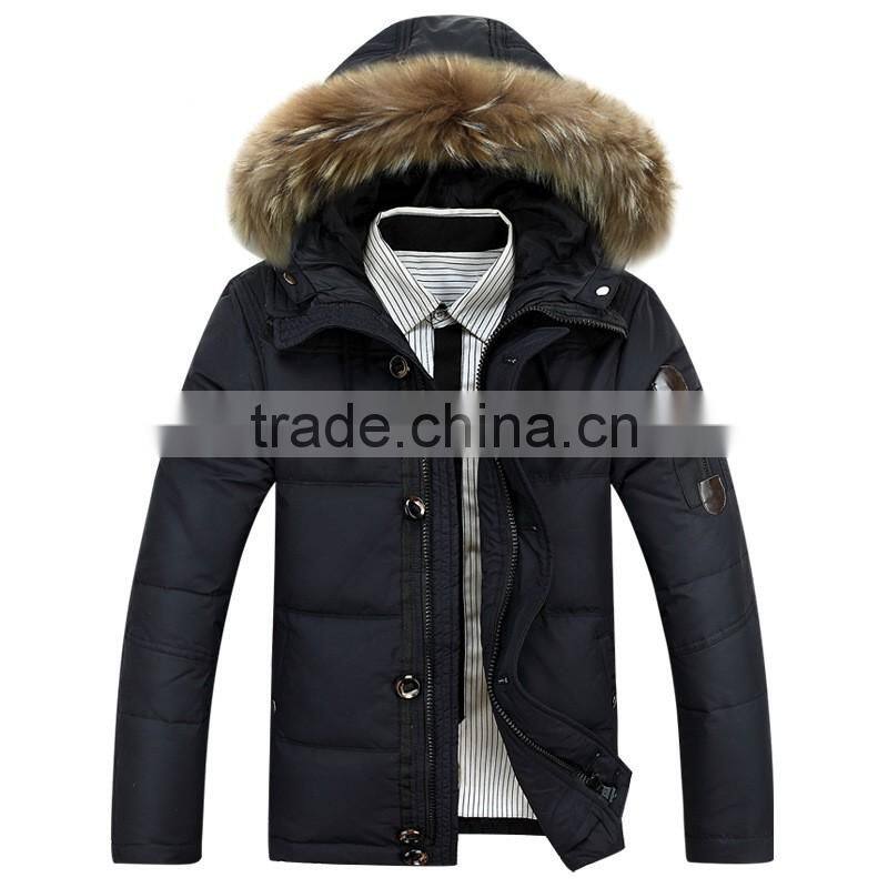 Fashion winter parka jacket with fur hood for men winter jacket men 2016