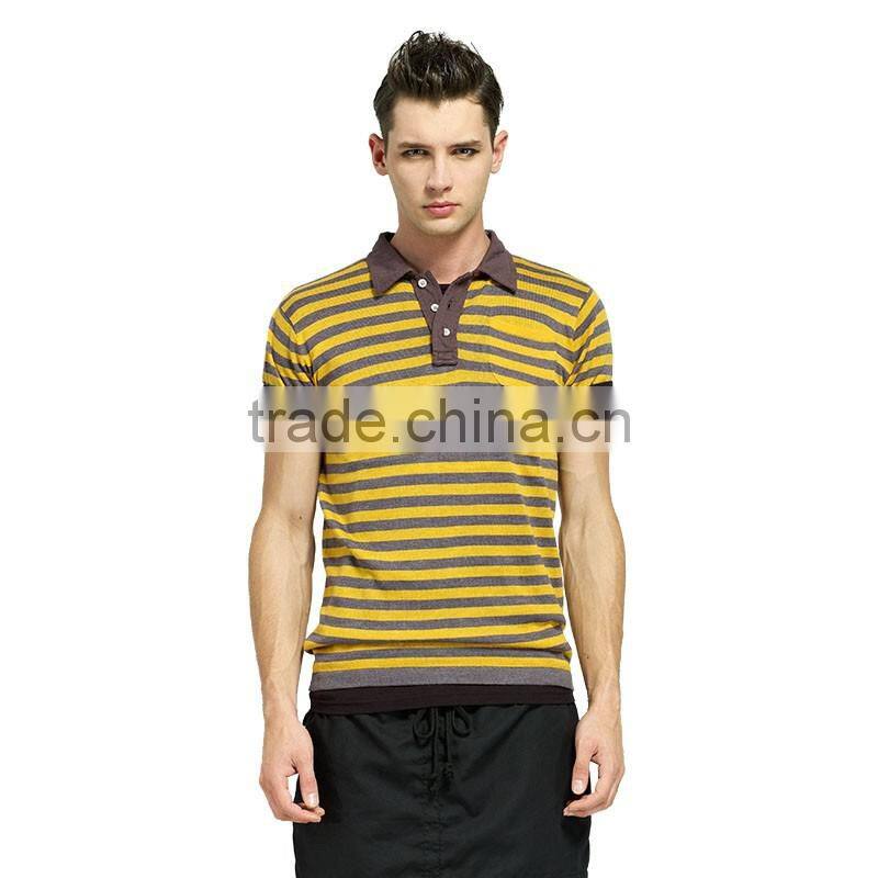 Wholesale cotton stripes design shirts men polo t-shirt