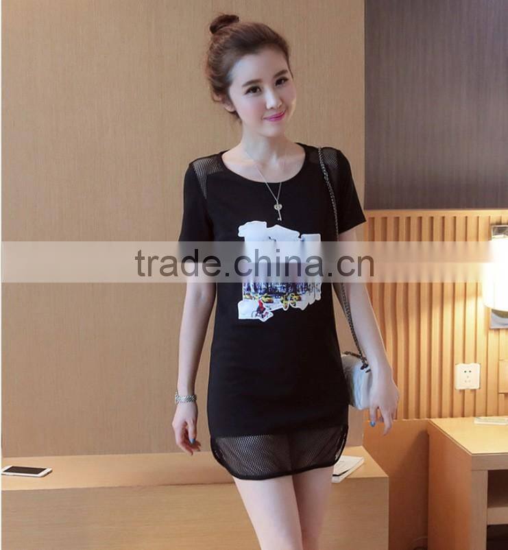 Plus size good quality fashion new arrival printed women t shirts and girl T-shirt dresses