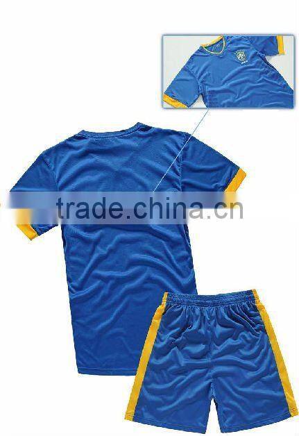 Custom embroidered sports wear Brazil football shirt soccer jersey set uniform